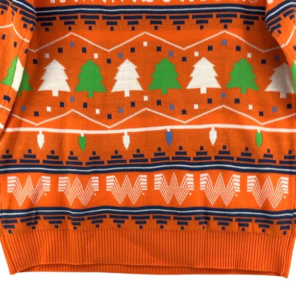 Whataburger Mens Size S Sweater Ugly Christmas Knit Lightweight Crewneck Orange - Picture 10 of 16